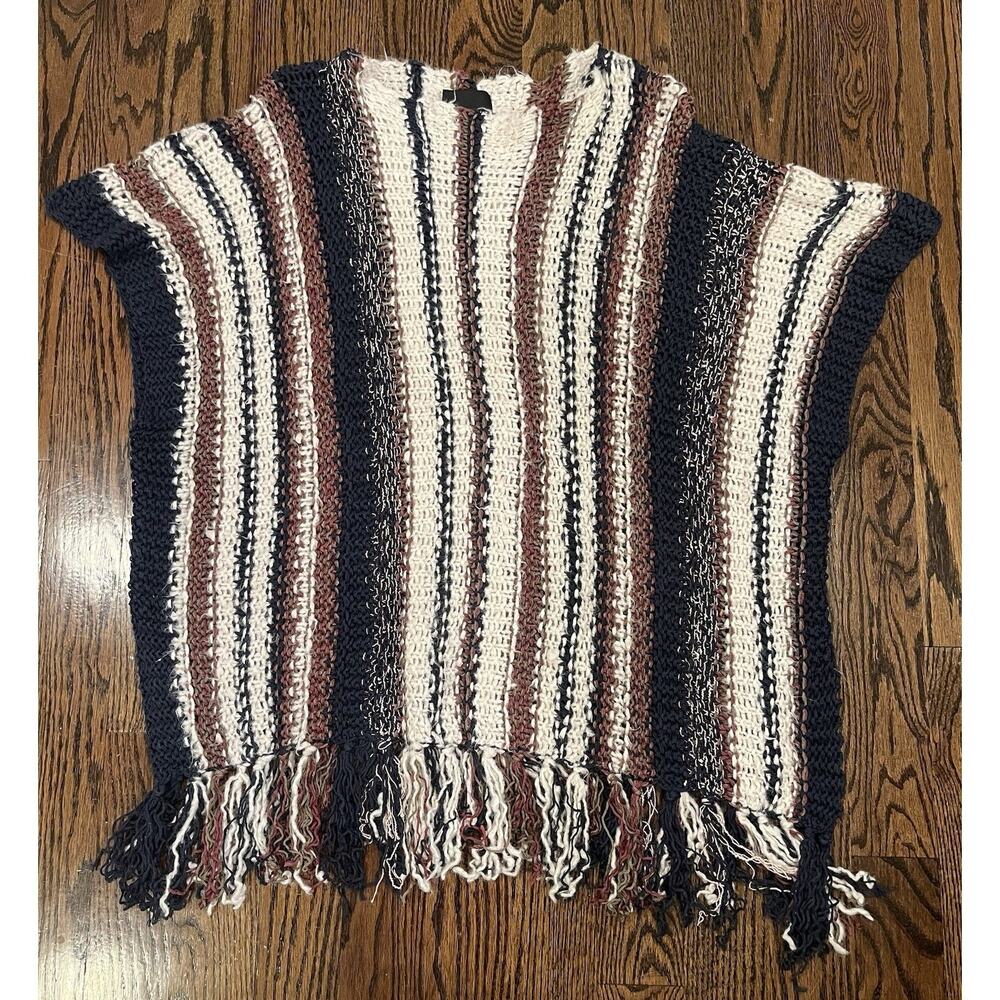 Roberto Collina Women’s Poncho Cotton Silk blend with fringe OS Italy NWOT